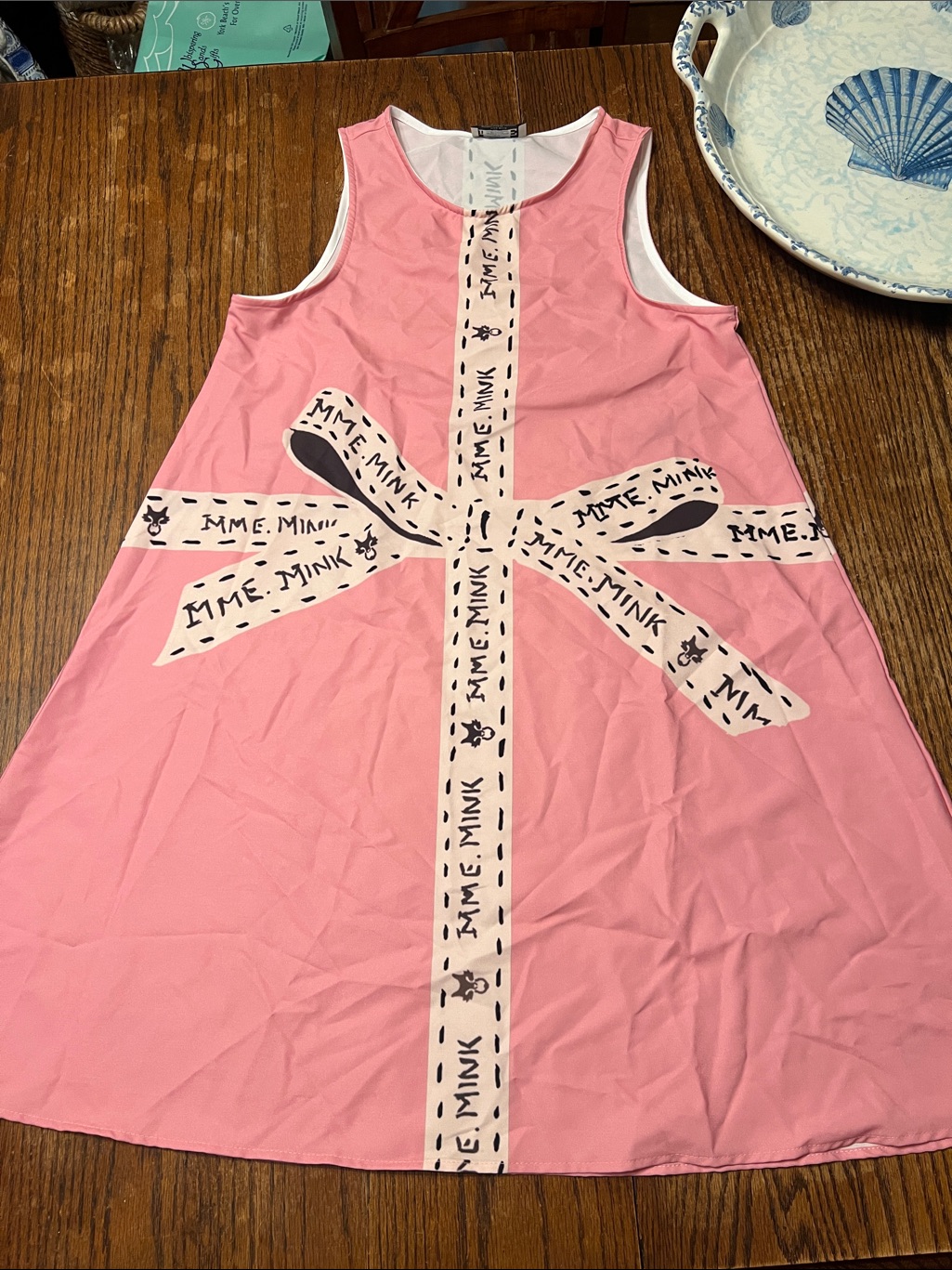 Mme.Mink Buckhead Scarf Dress Sleeveless Pink Mini Dress With Cream Bow — image 2 of 8